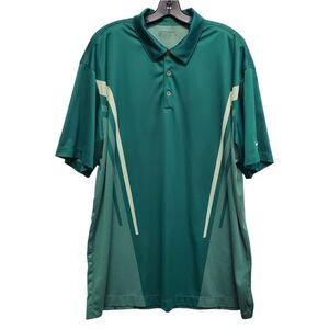 NIKE GOLF Polo Shirt Mens XXL Green Striped Standard Fit Athleisure Athletic